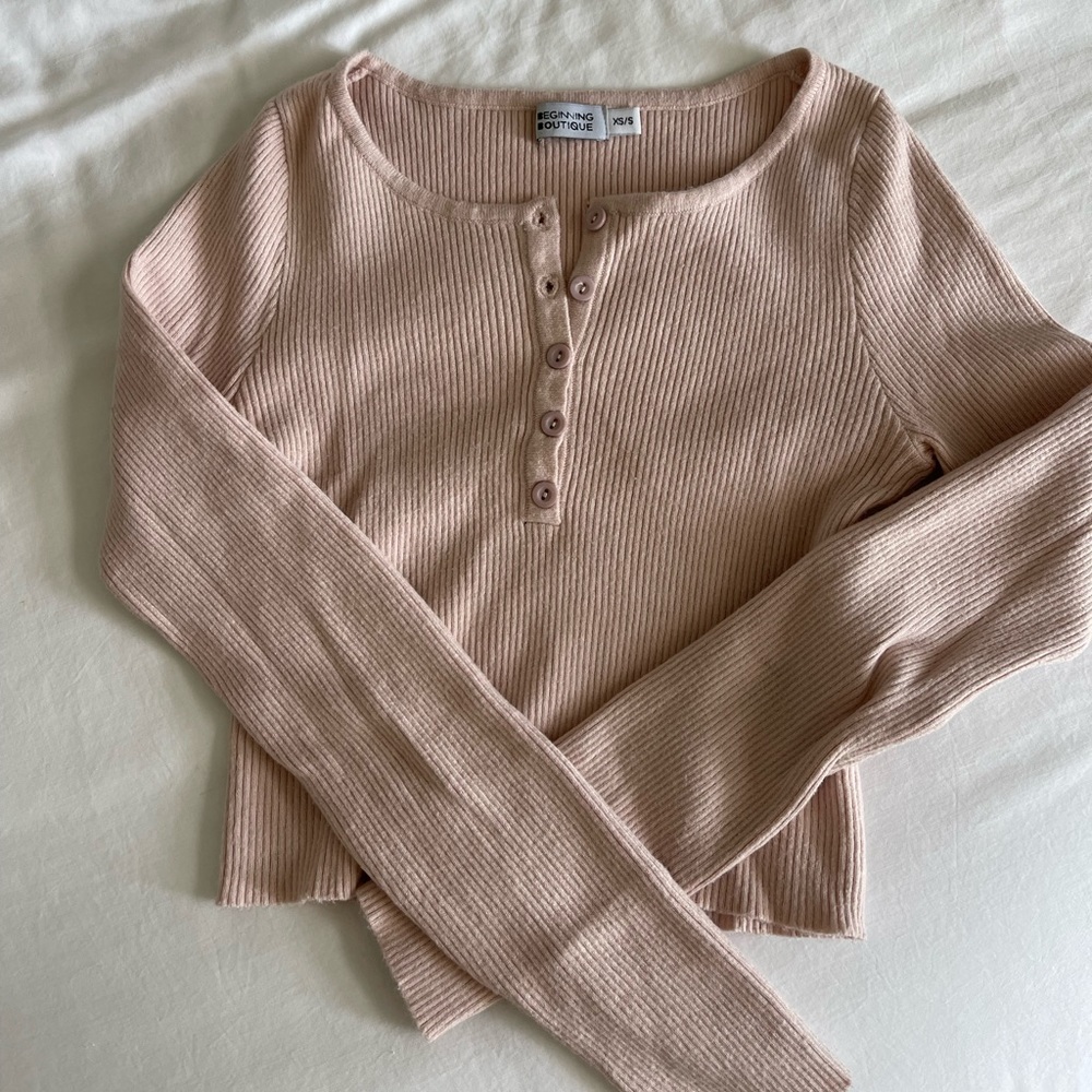 Beginning boutique ribbed long sleeve top